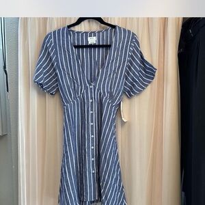 RVCA Navy and White Striped Mini Dress